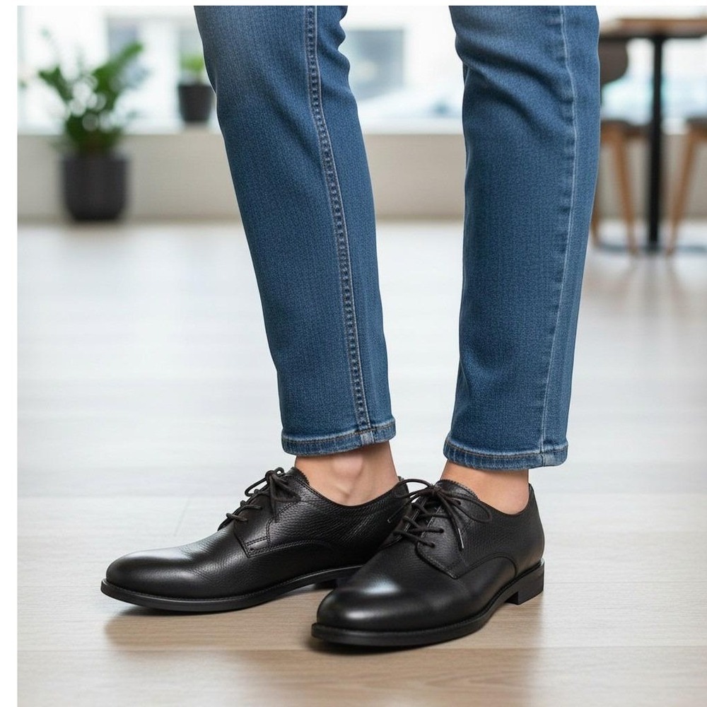 Cole Haan GrandSeries Mens Black Pebbled Leather Derby Dress Shoes Size 11.5 M